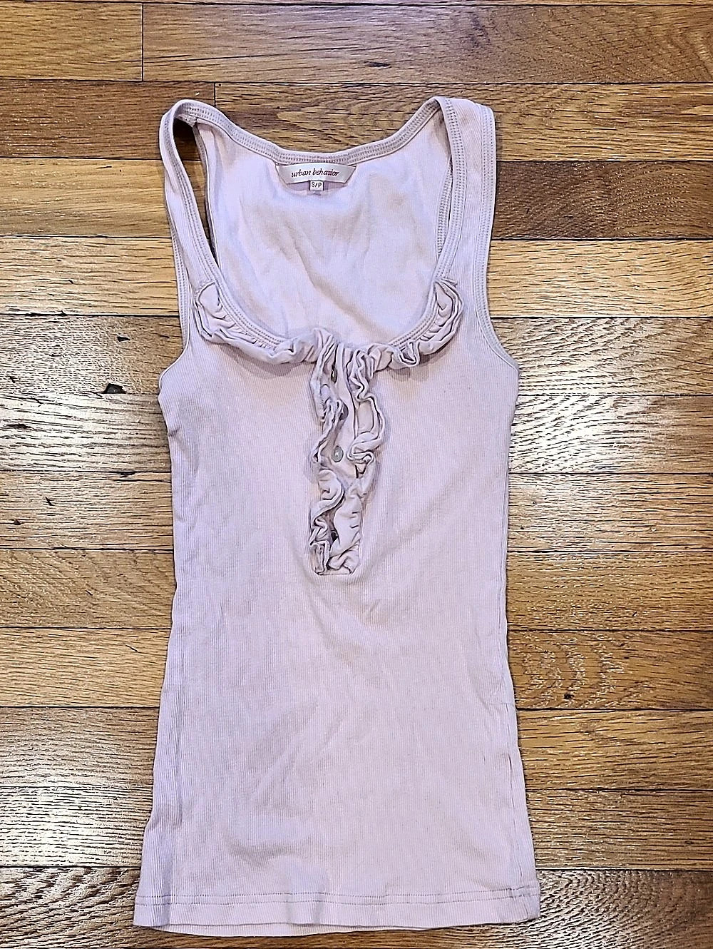 Urban Behavior Ruffle Front Tank Top in Pale Pink Size Small